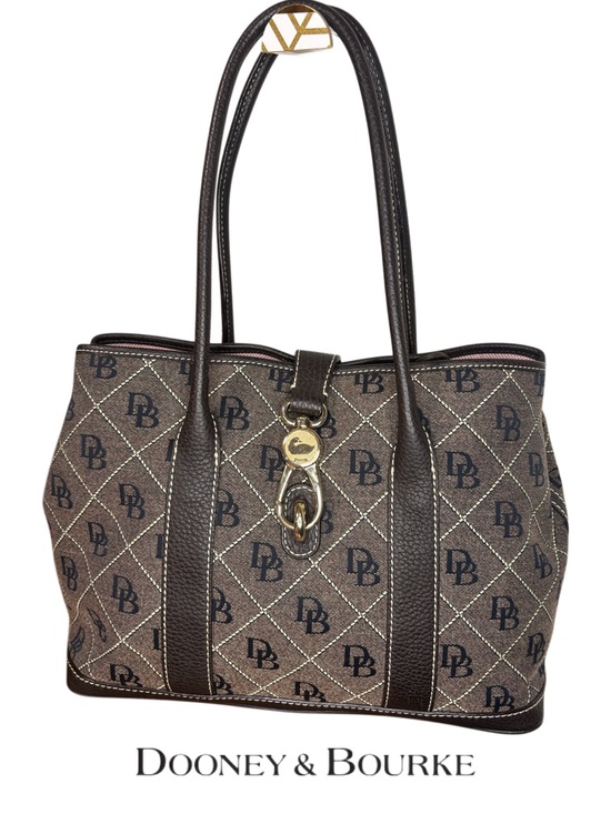 Dooney & Bourke Handbags - Dooney & Bourke Brown Signature Tote Bag with Logo Clasp Lock Hardware